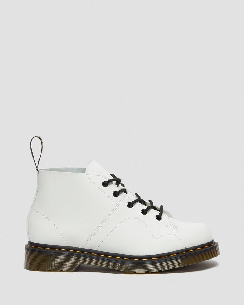 White Men's Dr Martens Church Smooth Leather Monkey Boots | CA 549PJJ